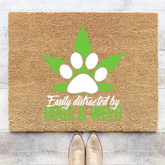 Discover Easily Distracted By Dogs & Weed Coir Doormats