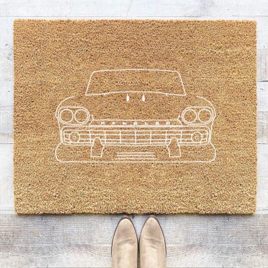 Discover 1959 AMX Rambler classic car white outline graphic - Classic Car - Coir Doormats