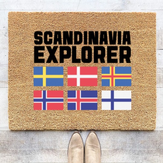 Discover Scandinavia Explorer Flags Iceland Sweden Norway Coir Doormats