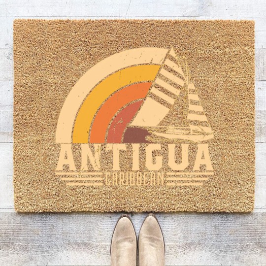 Discover Antigua Retro Sailing Vacation Design - Antigua - Coir Doormats