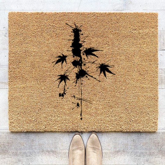 Discover Watercolor/Splatter cannabis plant Coir Doormats