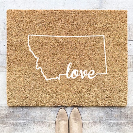 Discover Montana Love State Outline Coir Doormats