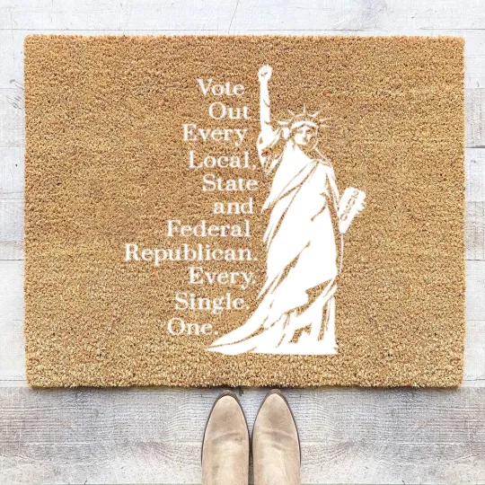 Discover Vote Out Republicans Statue of Liberty Coir Doormats