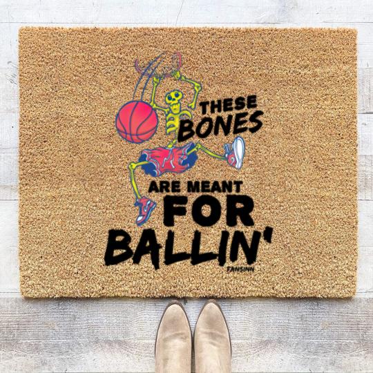 Discover Halloween basketball skeleton Coir Doormats