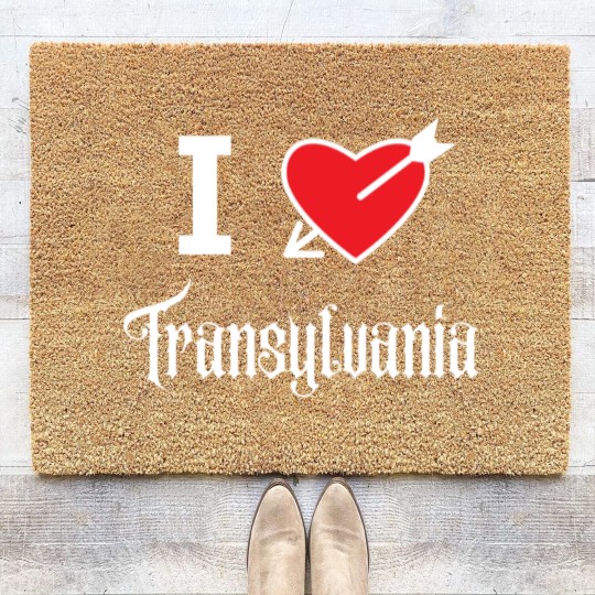 Discover I love Transylvania (white letters version) Coir Doormats