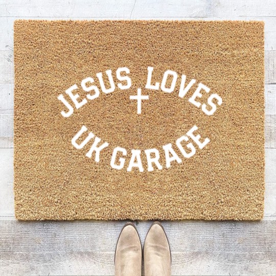 Discover Jesus Loves UK Garage Slogan Coir Doormats