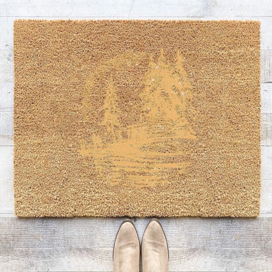 Discover cabin by lake vintage Coir Doormats