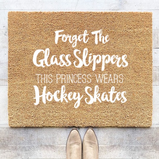 Discover Ice Hockey Girl forget glass slipper princess Coir Doormats