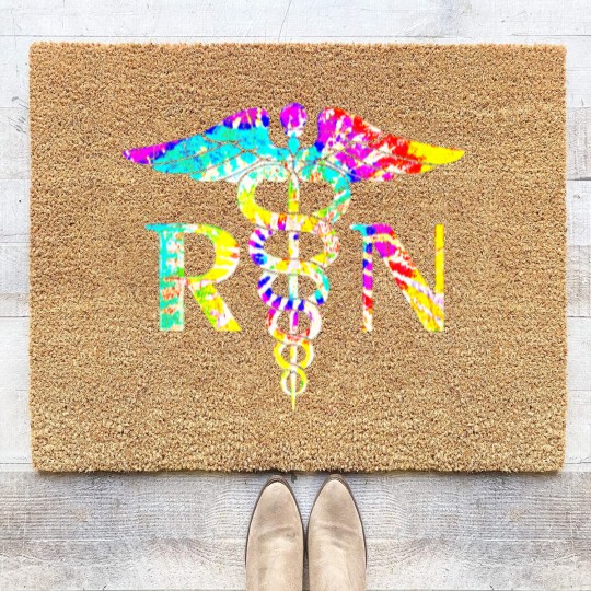 Discover Lovely Rn Registered Nurse Tie Dye Lovely Rn Registered Nurse Tie Dye Coir Doormats