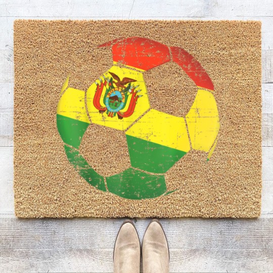Discover Bolivia Soccer Ball Flag Coir Doormats