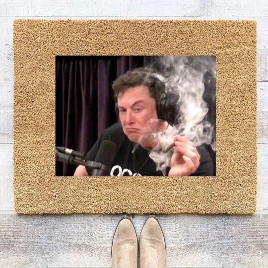 Discover Pfnetie  Elon Musk Smokes Short Sleeve Coir Doormats