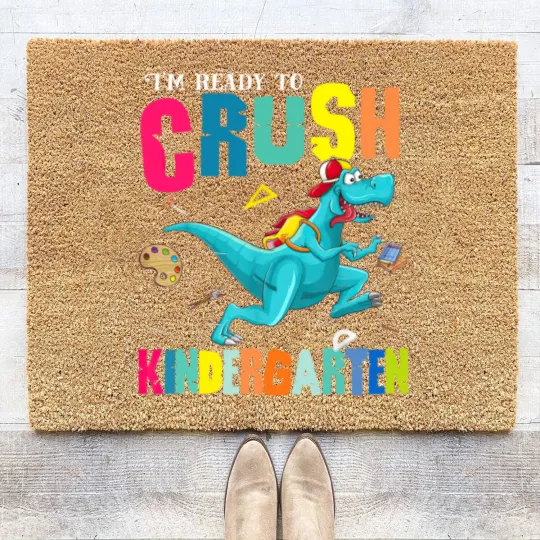 Discover I'm Ready To Crush Kindergarten Dinosaur Back To School Coir Doormats