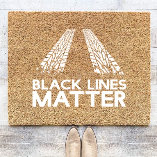 Discover Black Lines Matter! Drift Car Guys Funny Racing Coir Doormats