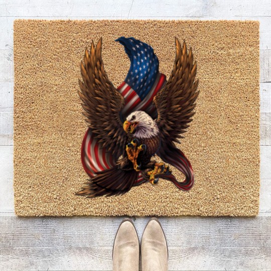 Discover Patriotic American Design With Eagle And Flag Coir Doormats