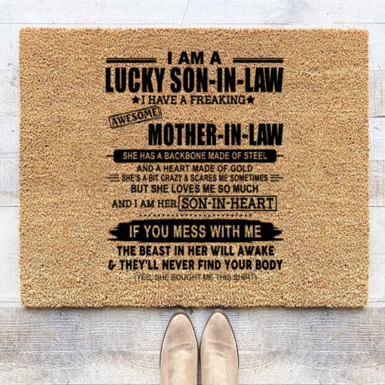 Discover I Am A Lucky Son In Law Of A Freaking Awesome Mother In Law Coir Doormats