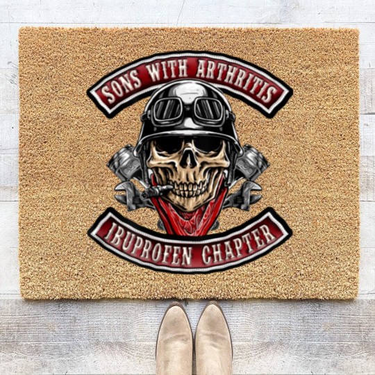 Discover Sons With Arthritis Ibuprofen Chapter Funny Biker Skull Coir Doormats