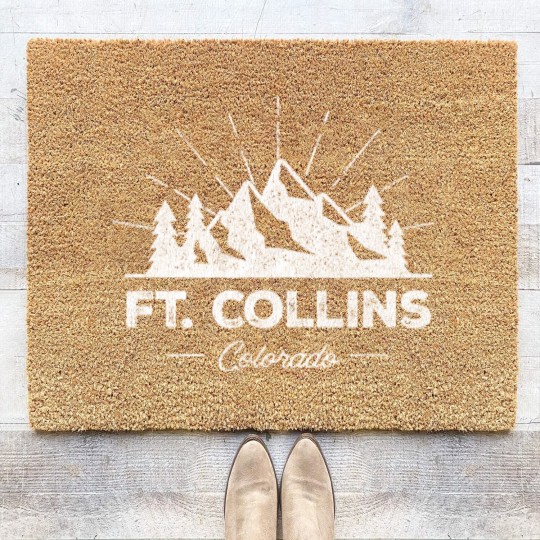 Discover Ft Fort Collins Colorado CO Coir Doormats Vintage Hiking Retro Coir Doormats