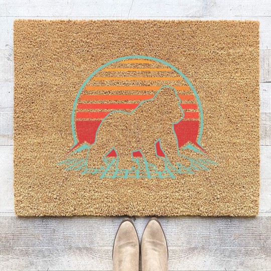Discover Gorilla Silhouette Coir Doormats Silverback Retro Vintage 80s Style