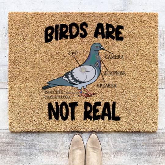Discover Birds Are Not Real Bird Spies Conspiracy Theory Birds Coir Doormats