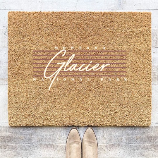 Discover Retro Glacier National Park Coir Doormats