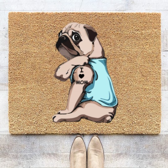 Discover Pug Dog I Love Mom Coir Doormats