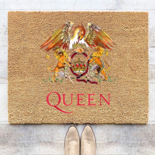 Discover Queen White Crest Freddie Mercury Brian May Coir Doormats Coir Doormats