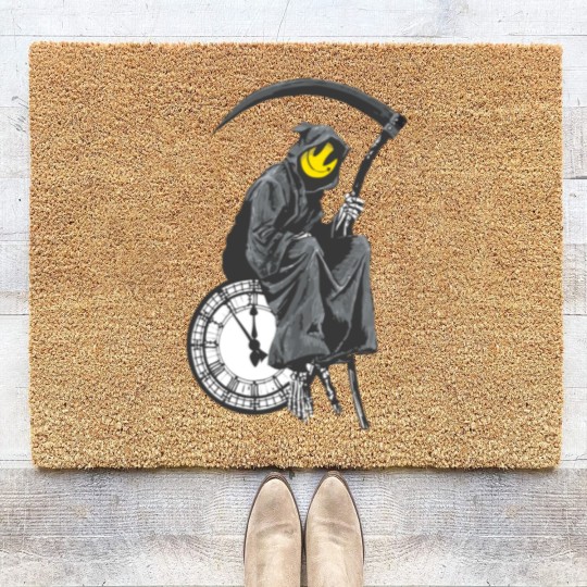 Discover banksy grim reaper clock Coir Doormats