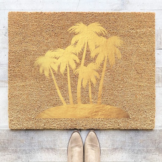 Discover Palm Gold Beach Vacation Island Luxury Summer Sun Coir Doormats