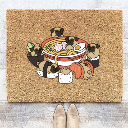 Discover Pug Ramen Sushi - Pug - Coir Doormats