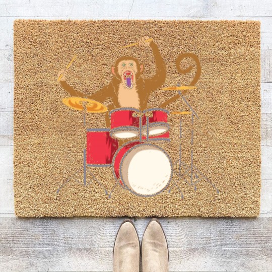 Discover Monkey Playing Drums Drummer Band The Animal Coir Doormats