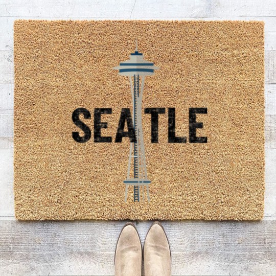 Discover Seattle Space Needle Traveler Souvenir Washington Gift - Seattle Souvenir - Coir Doormats