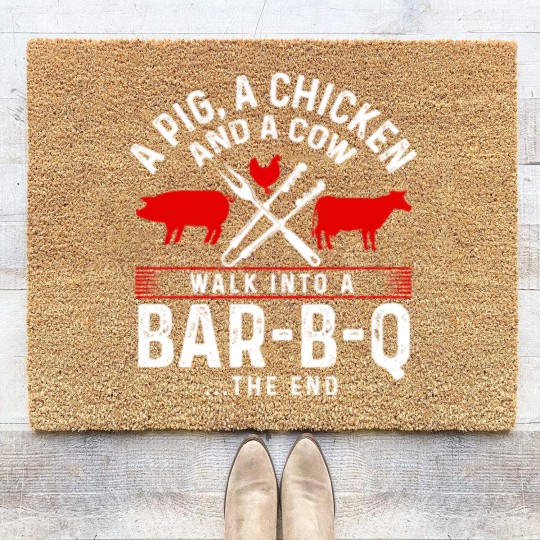 Discover Grill Barbecue BBQ Season Meat Grillmaster Gift Coir Doormats