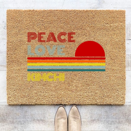 Discover Peace Love Kimchi Retro Vintage Coir Doormats