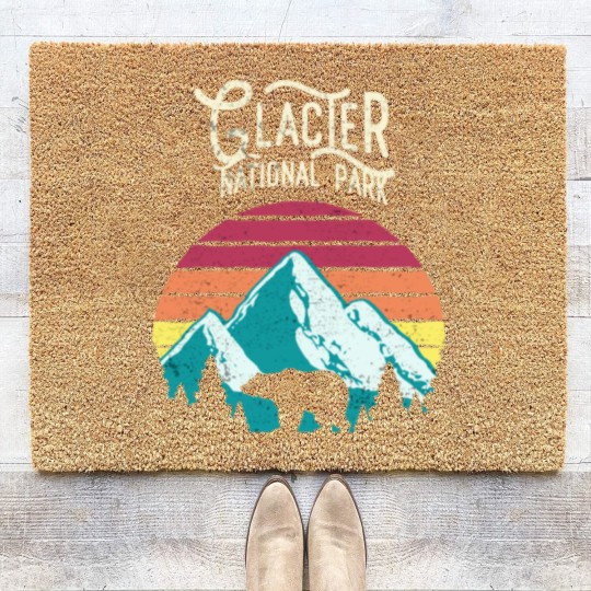 Discover Vintage Glacier National Park Mountain Bear Sweat Coir Doormats