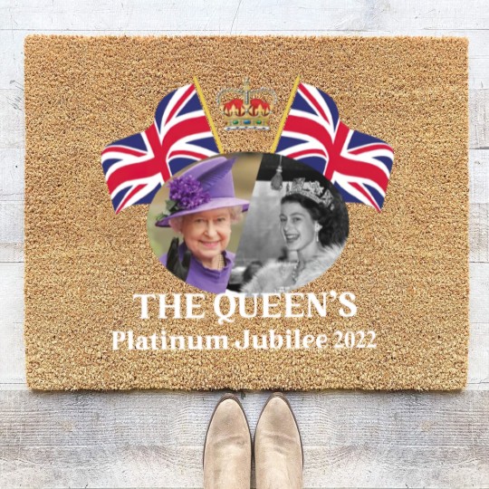 Discover Queen Elizabeth II Platinum Jubilee 2022 CELIBRATION  Emblem Coir Doormats  Union Jack Coir Doormats The Queen's Coir Doormats
