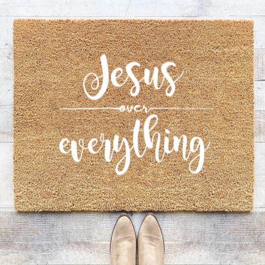 Discover Jesus Over Everything Religious Christian Coir Doormats