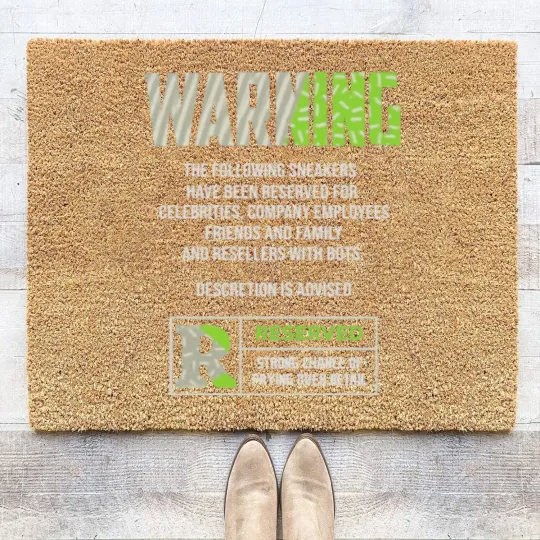 Discover Warning Jordan 5 Green Bean Matching Sneaker Coir Doormats