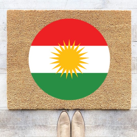Discover Kurdistan Kurdish flag banner Coir Doormats