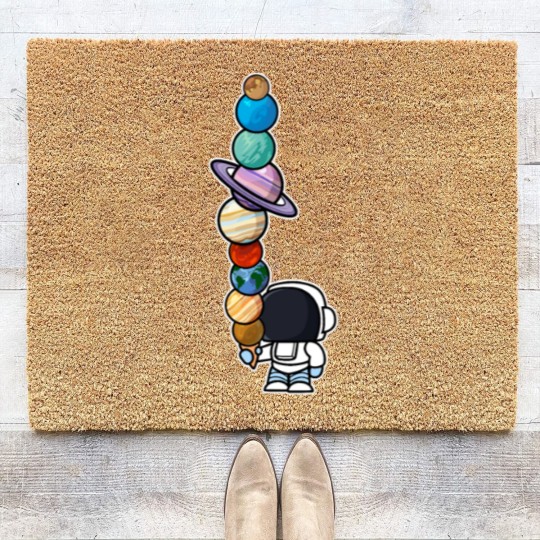Discover Astronaut Ice Cream Eating Planet Coir Doormats