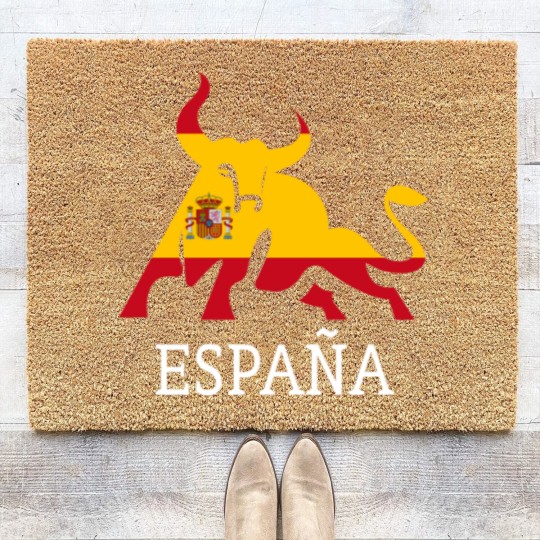 Discover Spain Spanish Flag Souvenir Toro España Bull Silhouette - Spanish Spain Flag Souvenir Bull S - Coir Doormats