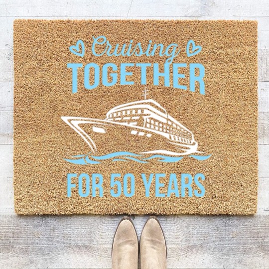 Discover Wedding Anniversary Cruising Together For 50 Years Coir Doormats