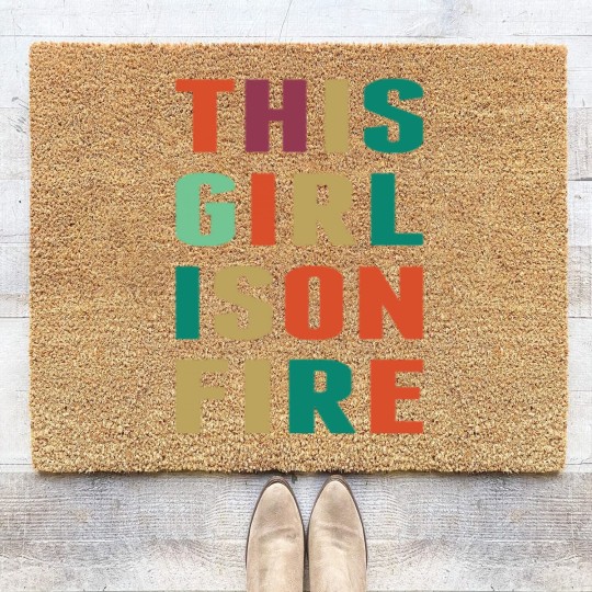 Discover This Girl Is Girl On Fire Coir Doormats