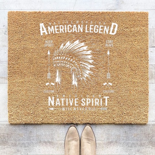 Discover Retro Native Warrior Vintage American Indian Tribe Coir Doormats