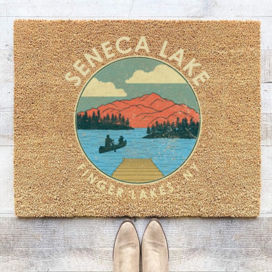 Discover Finger Lakes NY New York Seneca Lake print Coir Doormats