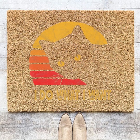 Discover Retro I do what I want with my cat funny gift Coir Doormats