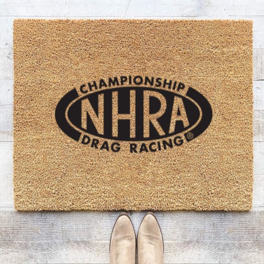 Discover Championship Drag Racing black oval logo Coir Doormats