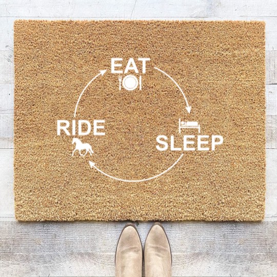 Discover Riding cycle: Eat-Sleep-Ride Repeat Horse 24/7 Coir Doormats