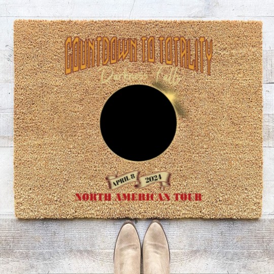 Discover Total Solar Eclipse Coir Doormats April 8th 2024, Rock Concert Tour Coir Doormats with Path of Totality Cities