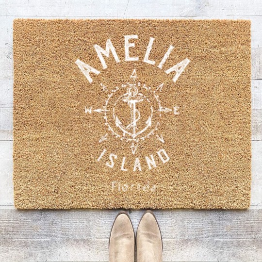 Discover Amelia Island Nautical Compass Rose Florida birthd Coir Doormats