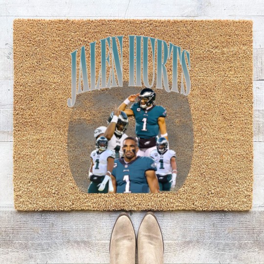 Discover 90s Vintage Inspired Jalen Hurts Coir Doormats, Jalen Hurts Coir Doormats, football vintage Coir Doormats